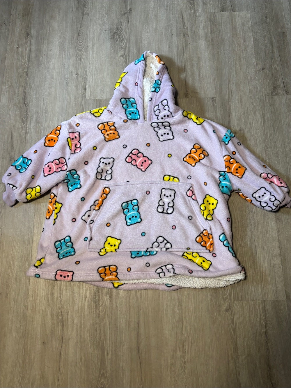 Ukids Pink Gummy Bear Plush Hooded Pullover